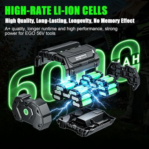 2 Packs 6.0Ah Replacement for EGO 56V Battery High Capacity Batteries | Compatible with EGO 56 Volt Power+ Tools BA2800 BA2800T BA4200 BA4200T CS1604 CS1804 HT2400 LB4800 LB5804 LB6504 LB6500 in Kuwait