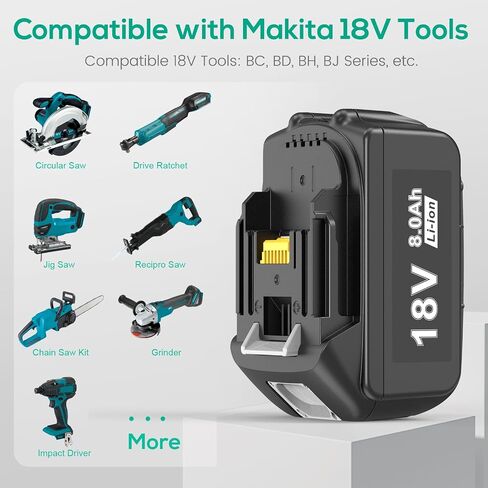 ARyee 2 Pack 18V 8.0Ah BL1860 Replacement Battery Charger Combo for Makita 18V Battery, DC18RD Rapid Dual Charger for BL1850B BL1840B BL1830B BL1815B in Kuwait