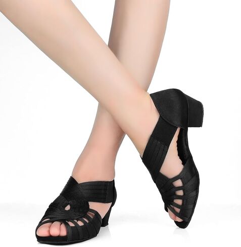 Ballroom Dance Shoes for Women,Character Latin Dance Shoes for Women Girls Low Heel,Black Flamingo Dancing Shoes for Woman in Kuwait