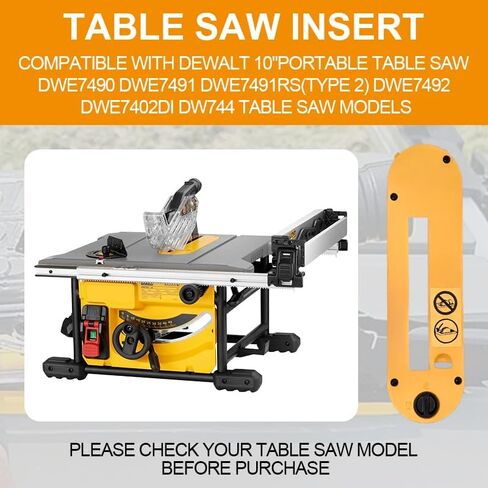Dado Throat Plate for DEWALT 10" Portable Table Saw DWE7490 DWE7491 DWE7491RS(Type 2) DWE7492 DWE7402DI,Dado Insert Plate for Woodworking in Kuwait