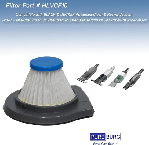 PUREBURG HLVCF10 Replacement Filter Compatible with BLACK & DECKER Advanced Clean & Reviva Vacuum, HLVC + HLVC315J10 HLVC315B10 HLVC315B01 HLVC320J01 HLVC320B01 REVHV8J40, 6-Pack in Kuwait