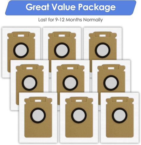 9 Replacement Dust Bags for Roborock H60 Hub Ultra/ H60 Hub / H60 Hub Pro | Vacuum Dust Bag, Canister Bag, Disposable Bags in Kuwait