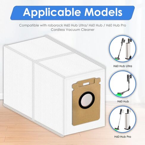 9 Replacement Dust Bags for Roborock H60 Hub Ultra/ H60 Hub / H60 Hub Pro | Vacuum Dust Bag, Canister Bag, Disposable Bags in Kuwait