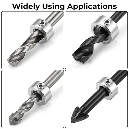 8 Pcs 3-16mm Drill Bit Depth Stop Collar Set 8 Sizes High Carbon Steel Drilling Limit Ring Drill Bit Positioning Ring Split Rings with Allen Wrench for Precision Drilling in Kuwait