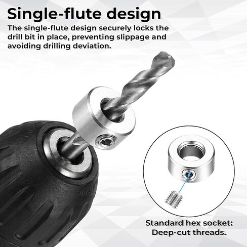 8 Pcs 3-16mm Drill Bit Depth Stop Collar Set 8 Sizes High Carbon Steel Drilling Limit Ring Drill Bit Positioning Ring Split Rings with Allen Wrench for Precision Drilling in Kuwait