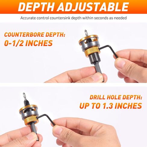 Countersink Drill Bit Set - 5 Pcs Countersink Drill Bit with Low Friction Depth Stop, HSS M2 Tapered Bits for Woodworking Tools in Kuwait