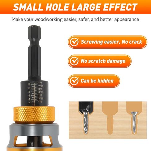Countersink Drill Bit Set - 5 Pcs Countersink Drill Bit with Low Friction Depth Stop, HSS M2 Tapered Bits for Woodworking Tools in Kuwait