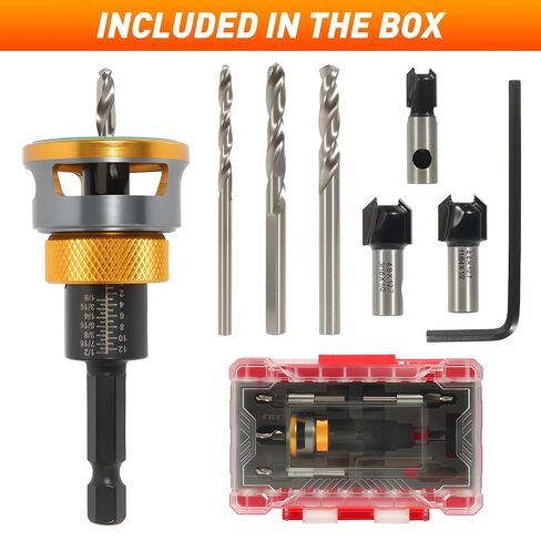 Countersink Drill Bit Set - 5 Pcs Countersink Drill Bit with Low Friction Depth Stop, HSS M2 Tapered Bits for Woodworking Tools in Kuwait