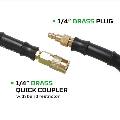 Heavy Duty 3/8" x 50ft Hybrid Air Hose, 300 PSI Max Working Pressure, Flexible Light Weight Pneumatic Hose with 1/4" NPT Brass Quick Coupler and Plug Kit in Kuwait