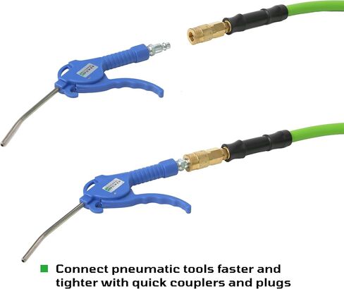 Heavy Duty 3/8" x 50ft Hybrid Air Hose, 300 PSI Max Working Pressure, Flexible Light Weight Pneumatic Hose with 1/4" NPT Brass Quick Coupler and Plug Kit in Kuwait