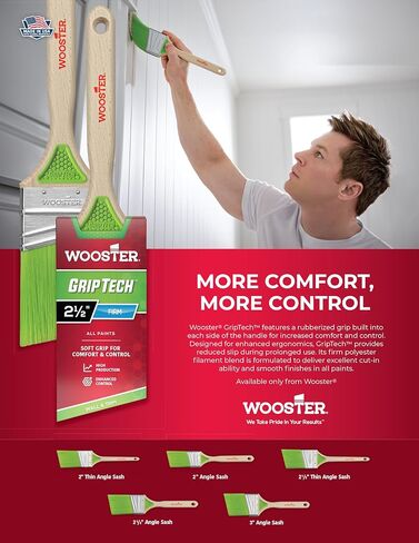 6-Pack of 2-1/2" Wooster 5401 GripTech Angle Paint Brush, Sash Handle in Kuwait