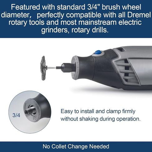 3/4" Carbon Steel Flat Wire Brush Wheel, 428-02 for RustRemoval, 2 Pack | Compatible with drills & grinders. Flat wire brush wheel for polishing. Durable carbon steel bristles for heavy-duty use. in Kuwait