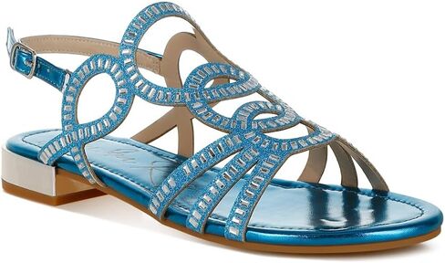 London Rag Jisters Cut Out Detail Rhinestone Flat Sandals in Kuwait