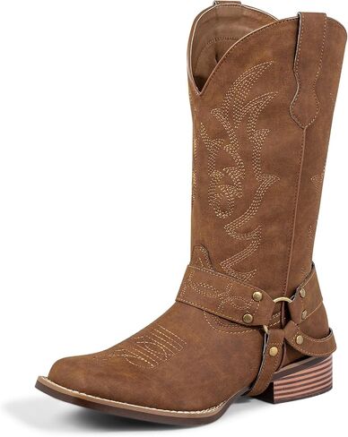 J's.o.l.e Square Toe Cowboy Boots for Women Cowgirl Boots Wide Calf Strap Western Boots in Kuwait