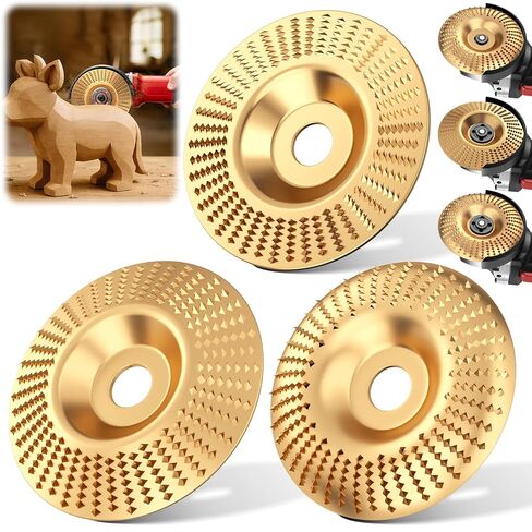 3PCS Angle Grinder Polishing Pad, Tungsten Carbide Wheel, Heavy Duty Wood Carving Disc for 4" & 4-1/2" Grinders, Woodworking Attachment for Cutting, Shaping, Sanding in Kuwait