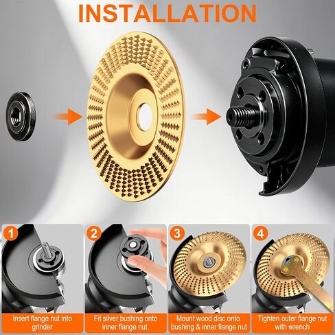 3PCS Angle Grinder Polishing Pad, Tungsten Carbide Wheel, Heavy Duty Wood Carving Disc for 4" & 4-1/2" Grinders, Woodworking Attachment for Cutting, Shaping, Sanding in Kuwait