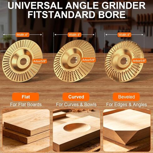3PCS Angle Grinder Polishing Pad, Tungsten Carbide Wheel, Heavy Duty Wood Carving Disc for 4" & 4-1/2" Grinders, Woodworking Attachment for Cutting, Shaping, Sanding in Kuwait