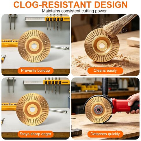 3PCS Angle Grinder Polishing Pad, Tungsten Carbide Wheel, Heavy Duty Wood Carving Disc for 4" & 4-1/2" Grinders, Woodworking Attachment for Cutting, Shaping, Sanding in Kuwait