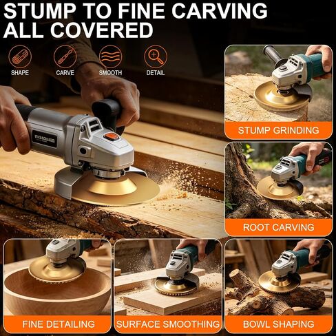 3PCS Angle Grinder Polishing Pad, Tungsten Carbide Wheel, Heavy Duty Wood Carving Disc for 4" & 4-1/2" Grinders, Woodworking Attachment for Cutting, Shaping, Sanding in Kuwait