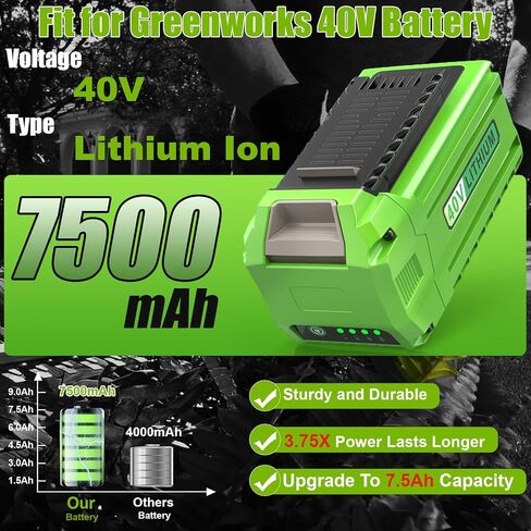 PENGJBATTER 40 Volt 7500mAh High-Capacity Battery Compatible for Greenworks 40V Battery 29472 29462 2901319 and Greenworks 40V G-MAX Power Tools 2000219, CS40L412, CS40B210, FAN40B00, 22332 in Saudi Arabia