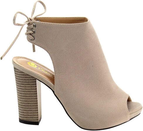 Chase & Chloe EC79 Women's Lace up High Block Heel Ankle Booties in Kuwait