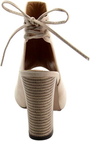 Chase & Chloe EC79 Women's Lace up High Block Heel Ankle Booties in Kuwait