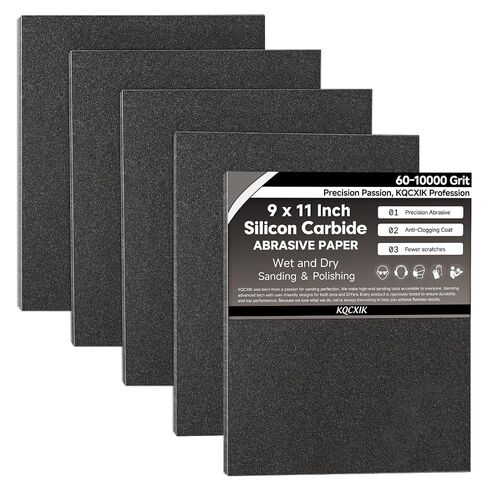 12-Sheet 9 x 11 Inch Wet Dry Fine Sandpaper Assortment, 400/600/800/1000/2000/3000 Grit Sand Paper Silicon Carbide Abrasive Sanding Sheets for Woodworking, Automotive and DIY Projects in Kuwait