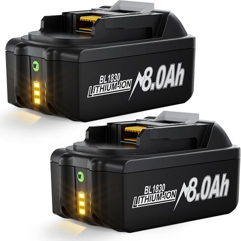 2Pack 8.0Ah Replacement for Makita 18V Battery Compatible with 18 Volt Battery BL1860 BL1850 BL1845 BL1840 BL1830 BL1820 BL1815 LXT400 194204-1 Cordless Power Tools | NIMH in Saudi Arabia