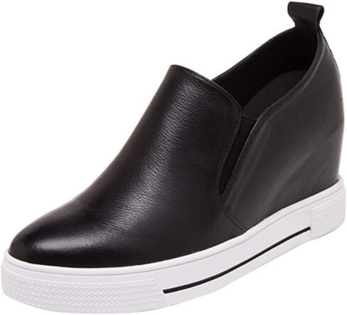SATUKI Hidden Wedge Sneakers for Women Slip on Fashion High Heel Shoes Casual Platform Loafers in Kuwait