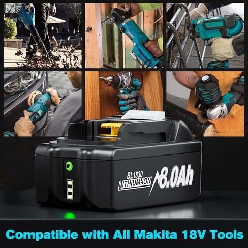 2Pack 8.0Ah Replacement for Makita 18V Battery Compatible with 18 Volt Battery BL1860 BL1850 BL1845 BL1840 BL1830 BL1820 BL1815 LXT400 194204-1 Cordless Power Tools | NIMH in Saudi Arabia