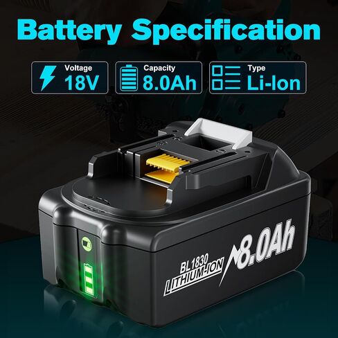 2Pack 8.0Ah Replacement for Makita 18V Battery Compatible with 18 Volt Battery BL1860 BL1850 BL1845 BL1840 BL1830 BL1820 BL1815 LXT400 194204-1 Cordless Power Tools | NIMH in Saudi Arabia