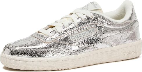 Reebok Club C 85 Tennis Shoes for Women - Casual Womens Sneakers, Silver Metallic/Chalk/New Grey1, 7.5 in Kuwait
