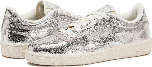 Reebok Club C 85 Tennis Shoes for Women - Casual Womens Sneakers, Silver Metallic/Chalk/New Grey1, 7.5 in Kuwait