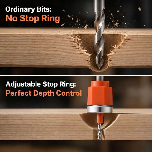 Chumia 6 Pcs Countersink Drill Bit Set with Adjustable Depth Stop, HSS Wood Countersink Bits 1/8" to 3/16" with 3/8" Hole Punch and Storage Case, for Woodworking Furniture PVC Edge Banding in Kuwait