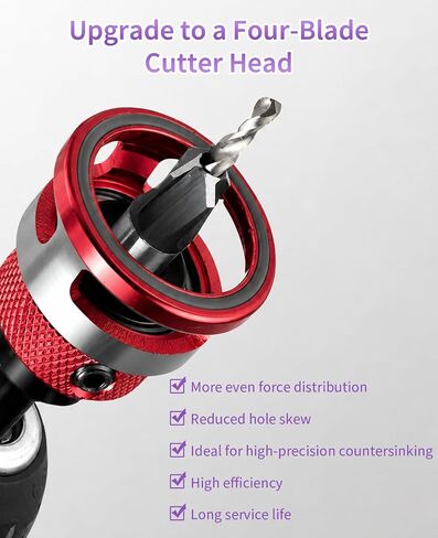 8 Piece 4-Flute Countersink Drill Bit Set with Depth Stop, HSS M2 Tapered Bits & a Screwdriver Bit, 1/4" Hex Shank for Woodworking in Kuwait
