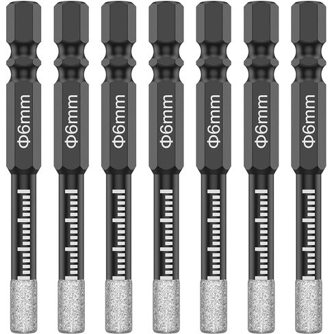 10/14Pcs 6mm Dry Diamond Drill Bits Set Vacuum Brazed Diamond Core Drill Bit Kit Black Diamond Core Drill Bits with Quick Change Hex Shank for Porcelain Granite Tile Marble Concrete in Kuwait