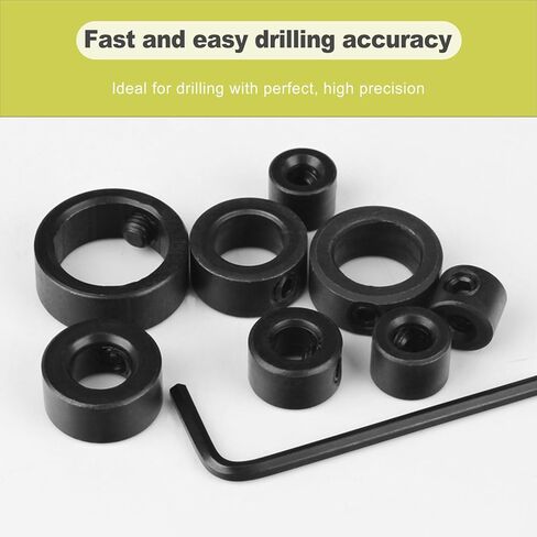 7 Piece Drill Bit Stop Collar Set Precision Depth Stop Collars for Accurate Drilling 1/8 to 1/2 Inch Includes Allen Wrench for Wood Metal DIY Projects in Kuwait
