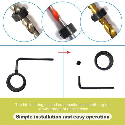 7 Piece Drill Bit Stop Collar Set Precision Depth Stop Collars for Accurate Drilling 1/8 to 1/2 Inch Includes Allen Wrench for Wood Metal DIY Projects in Kuwait