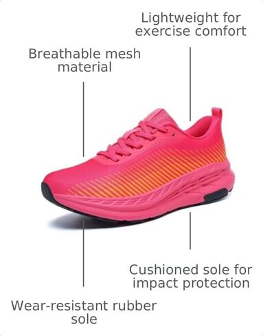 GSLMOLN Breathable Women's Workout Shoes Sport Running Sneakers for Gym Walking Tennis Lightweight Mesh Cushion Support Rose/Yellow Size 10.5 in Kuwait