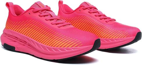 GSLMOLN Breathable Women's Workout Shoes Sport Running Sneakers for Gym Walking Tennis Lightweight Mesh Cushion Support Rose/Yellow Size 10.5 in Kuwait