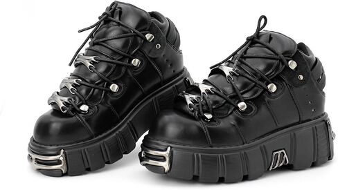Punk Style Thick Sole Women Sneakers Shoes Gothic Metal Platform 6cm Low-top Vintage Women and Men Sneakers Shoes in Kuwait