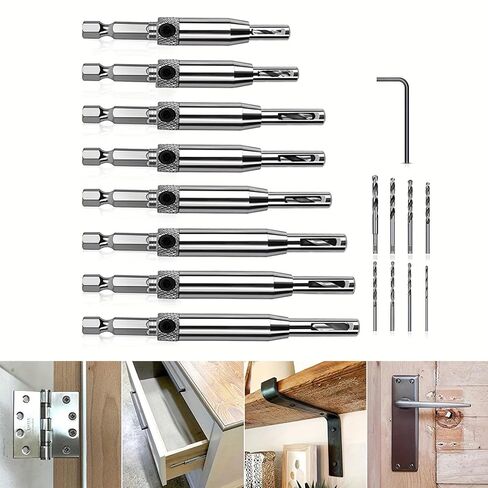 1 Set Alloy Steel Self Centering Hinge Drill Bit Set, Woodworking Tool for Door Cabinet Hinge Locating Hole Cutter with Hex Key in Kuwait