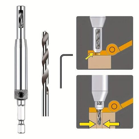 1 Set Alloy Steel Self Centering Hinge Drill Bit Set, Woodworking Tool for Door Cabinet Hinge Locating Hole Cutter with Hex Key in Kuwait