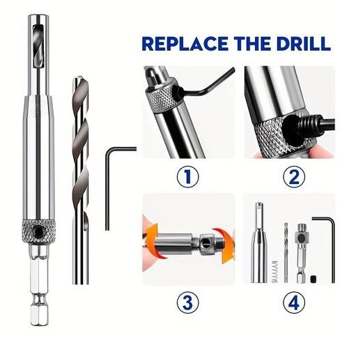 1 Set Alloy Steel Self Centering Hinge Drill Bit Set, Woodworking Tool for Door Cabinet Hinge Locating Hole Cutter with Hex Key in Kuwait