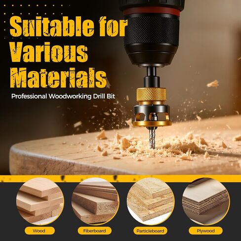 7 Pcs Countersink Drill Bit Set with Adjustable Depth Stop | HSS 82° Counter Bore Bits for Woodworking & Plastic, 1/4" Hex Shank in Kuwait