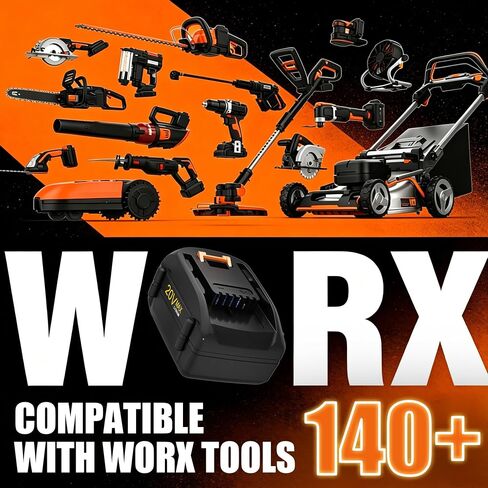 2-Pack 6.5Ah Replacement for Worx 20V Battery and 40V Dual-Battery Tool | Replaces WA3520 WA3575 WA3571 WA3577 WA3674, Compatible with Worx Battery 20V Power Share Tools WG251s WG255s WG540s and more in Saudi Arabia