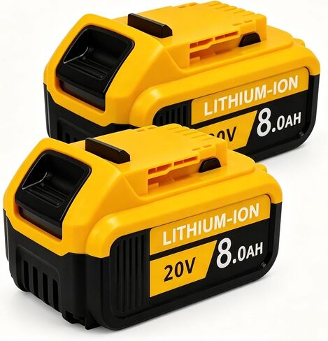 8.0Ah 2-Pack Replacement Battery for DeWalt 20V MAX Tools, 20 Volt Compatible Battery Pack Li-ion DCB208/206/205/204/202 Replacement Batteries for 20V Cordless Power Tools in Kuwait