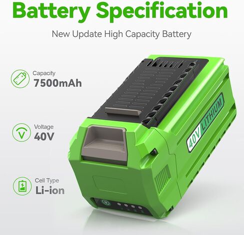 Futurebatt 2 Pack 7500mAh Replacement for GreenWorks 40V Battery 29252 29462 29472 40-Volt G-MAX Cordless Power Tools 20642 21242 22262 22272 25312 25322 27062 (Not Fit Gen 1) in Saudi Arabia