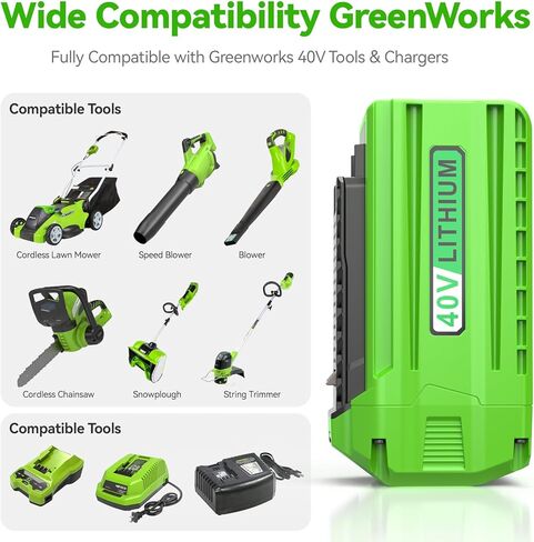 Futurebatt 2 Pack 7500mAh Replacement for GreenWorks 40V Battery 29252 29462 29472 40-Volt G-MAX Cordless Power Tools 20642 21242 22262 22272 25312 25322 27062 (Not Fit Gen 1) in Saudi Arabia