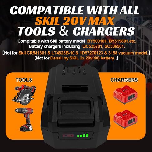 20V 6.0Ah Battery for Skil PWRCORE 20V Series Cordless Power Tools, Replacement for Skil Battery Model BY519601, BY519603, BY519702,etc【Not for Denali】 in Kuwait